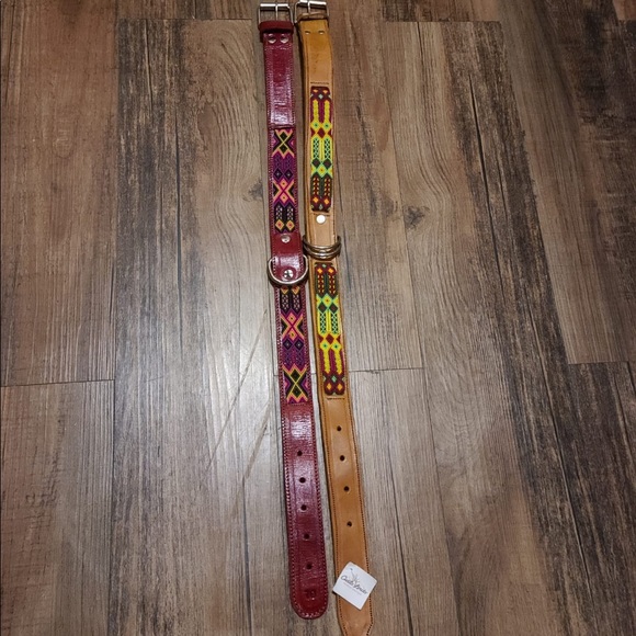 Handmade Leather Dog Collars with Handwoven Design - Picture 2 of 3